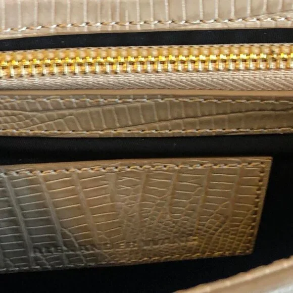 NWT ALEXANDER WANG Lydia Bag Croc Embossed Leather Clutch Bag Almond MSRP $650